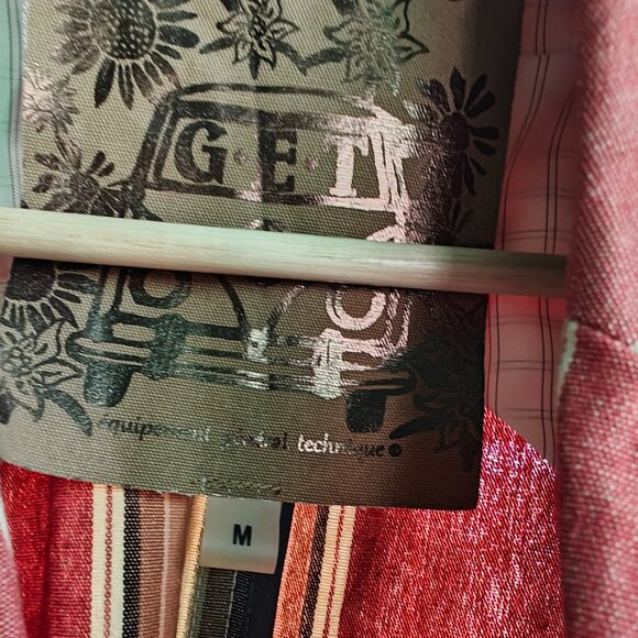 G.E.T. Striped Western Blazer Jacket with Denim Shoulder Detail – Size M - Picture 3 of 3